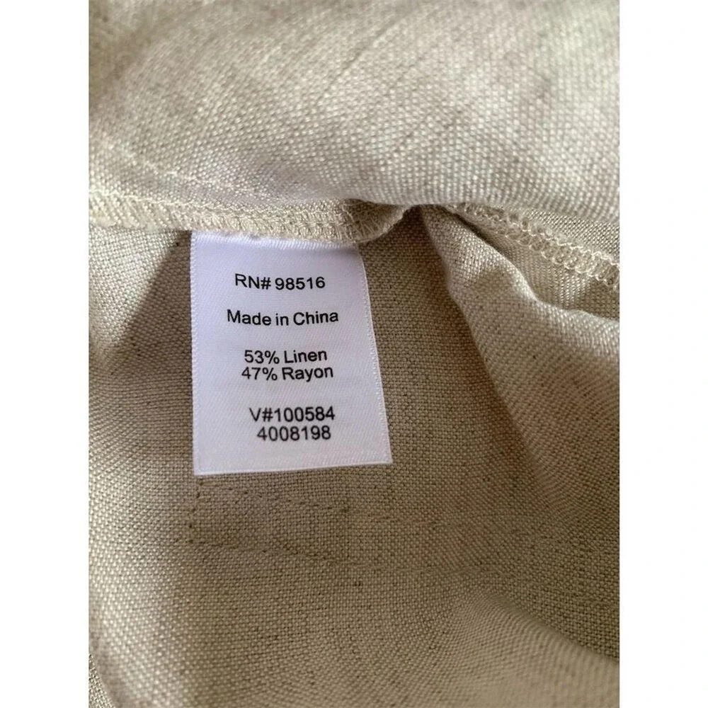 Coldwater Creek Womens Wide Leg Pants 4 Beige Linen Rayon Drawstring Casual